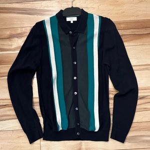 NEXT Mens Retro Striped Cardigan Sweater